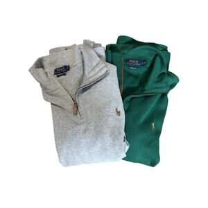 Polo Ralph Lauren Set of 2 Estate Rib Quarter Zip Pullover Size Large Flesh Pony